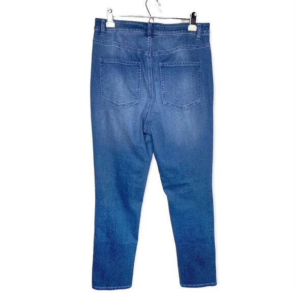 Girls With Curves Distressed High Rise Straight Leg Ripped Jeans 10T Tall Blue - Picture 9 of 9